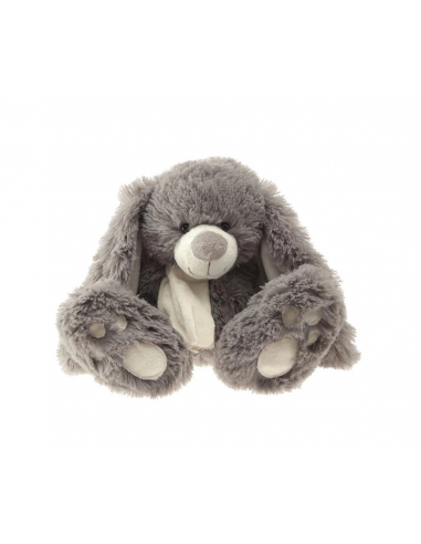 Peluche Lapin Gris Avec Charpe Blanche H Cm