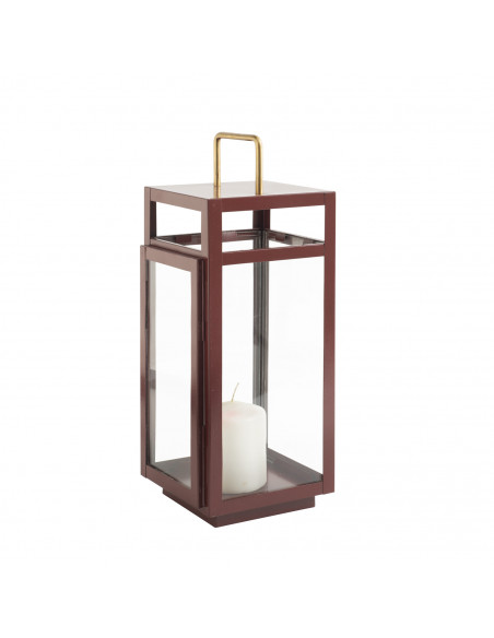 Lanterne "Moderne" Bordeaux - H.43 cm  Lanterne, bougeoire et photophore