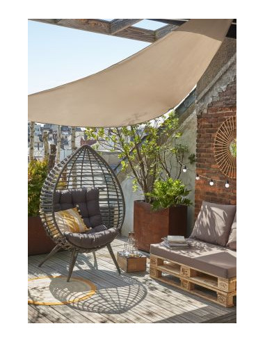 Voile d’ombrage imperméable triangle polyester taupe 5 m – ECLOZ ECLOZ Voile d'ombrage et accessoire