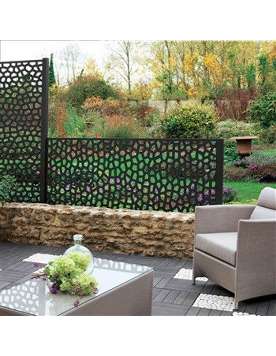 Lot de 2 fixations anthracite "PERFIX" pour panneau mosaïc  Accessoires pour clôture, bordure et occultation