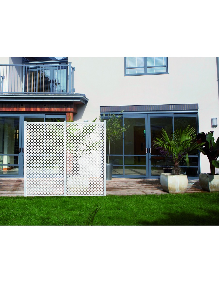 Lot de 2 fixations blanches "PERFIX" pour panneau mosaïc  Accessoires pour clôture, bordure et occultation