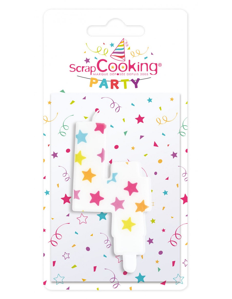 Bougie numéro 4 ScrapCooking Anniversaire et déco de fête