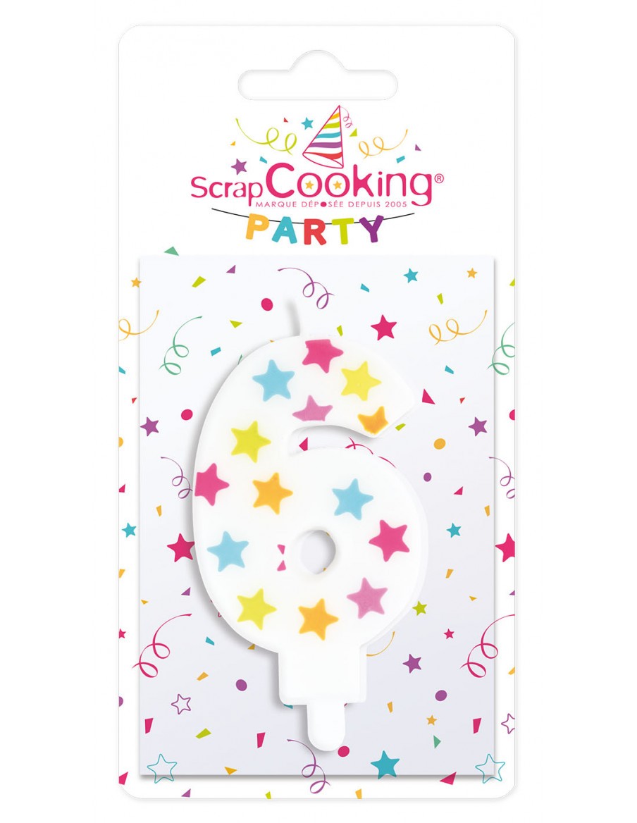 Bougie numéro 6 ScrapCooking Anniversaire et déco de fête