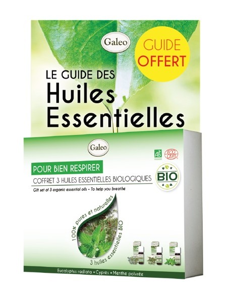 Coffret de 3 huiles essentielles BIO - "Pour bien respirer" GALEO  Huile essentielle