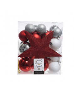 Pack de 33 pièces - Boules & Cimier - Rouge/Blanc/Argent Kaemingk Décoration Noël Tradition