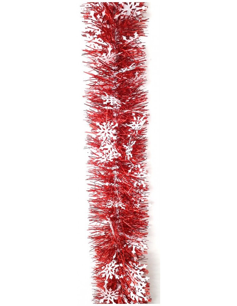 Guirlande scintillante rouge avec flocons blanc  Décoration Noël Tradition