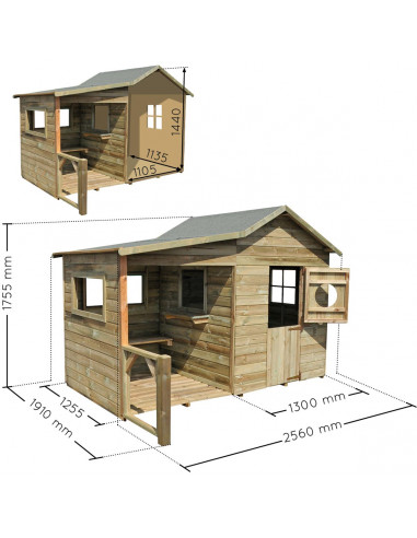 Maisonnette Hacienda + Préau Soulet Cabane de jardin pour enfant