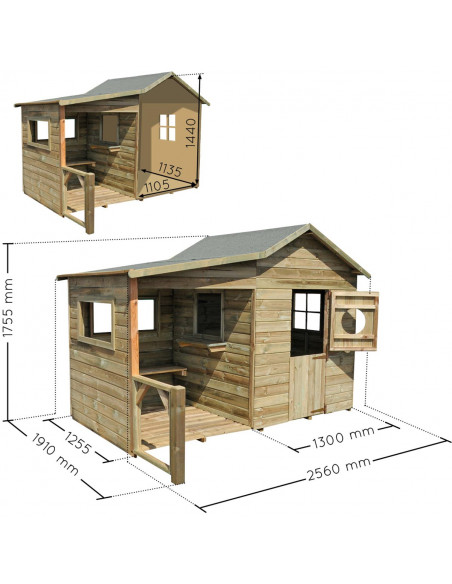 Maisonnette Hacienda + Préau Soulet Cabane de jardin pour enfant