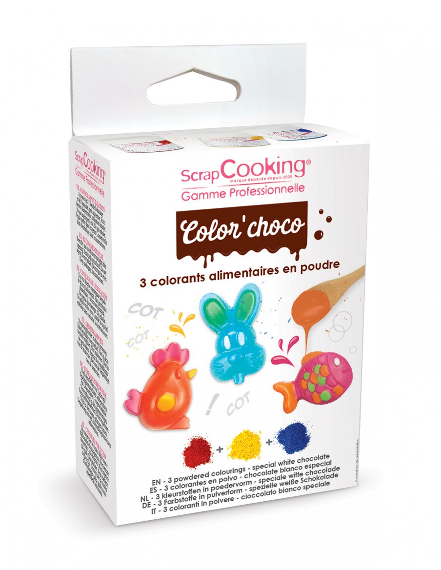 Colorant alimentaire liposoluble Color'choco 5 g bleu + Poudre