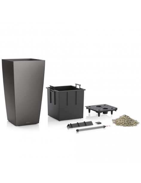 Pot à Réserve d'eau Cubico Taupe - LECHUZA Lechuza Pot et bac en plastique carré 2