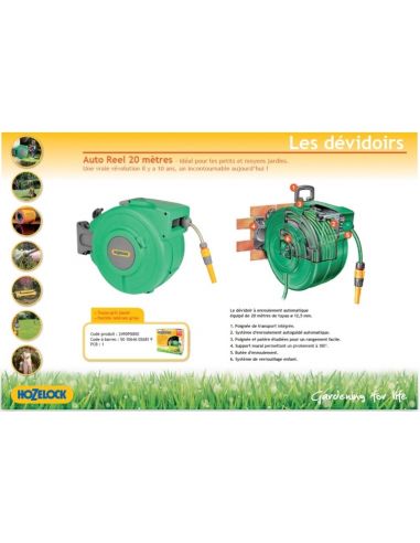 Enrouleur Automatique Auto Reel 40M Hozelock Dévidoir et enrouleur de tuyau