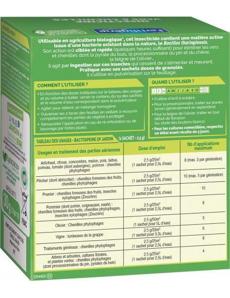 Insecticide Biologique Vers et Chenilles UAB 30 gr - Fertiligène Fertiligène Insecticide naturel 2