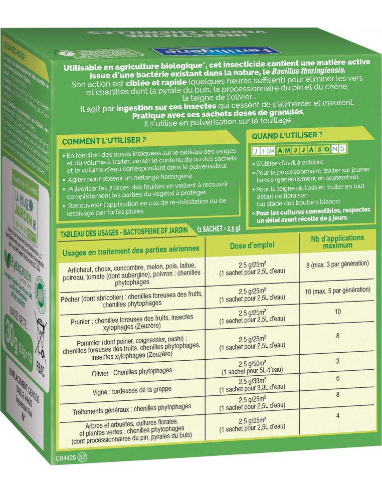 Insecticide Biologique Vers et Chenilles UAB 30 gr - Fertiligène Fertiligène Insecticide naturel