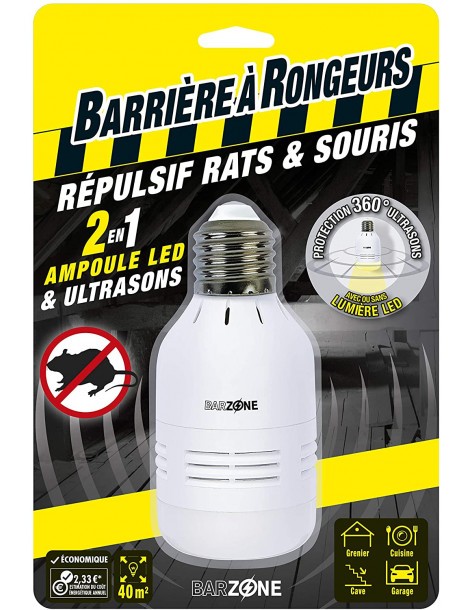 Répulsif rongeurs ampoule led ultrasons - BARZONE  Anti-nuisible naturel