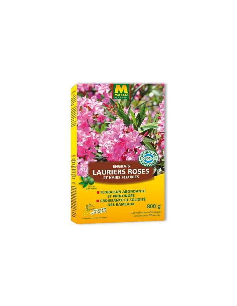 Engrais lauriers, roses et haies fleuries 800 g Masso Garden Engrais spécifique