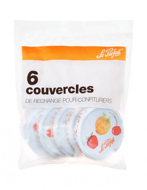 Couvercle métal décoré sachet de 6 Ø 82mm - Le Parfait Le Parfait Bocaux et stérilisation