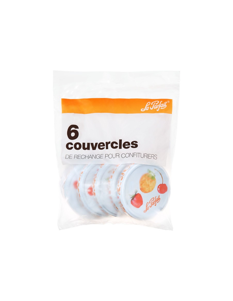 Couvercle métal décoré sachet de 6 Ø 82mm - Le Parfait Le Parfait Bocaux et stérilisation