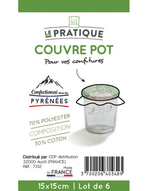 Couvre pot en tissu - Lot de 6 - 15 x 15 cm  Bocaux et stérilisation 2
