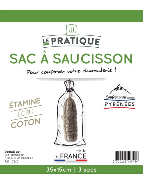 Sac à saucisson 35 x 15 cm - lot de 3  Ustensile de charcuterie