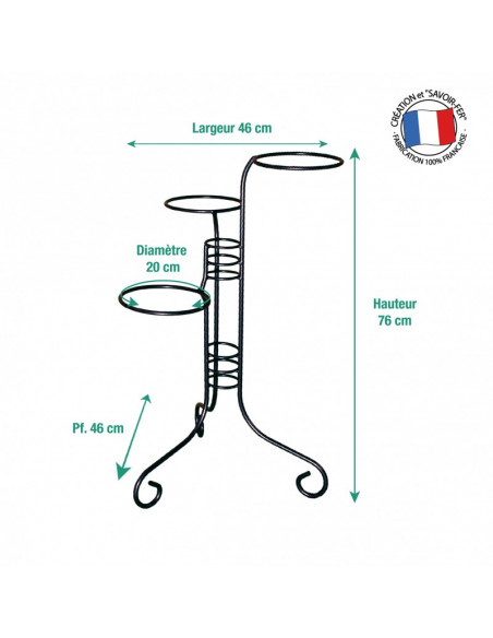 Porte-plantes 3 pots Louis Moulin Roule plante et supports pot à roulettes