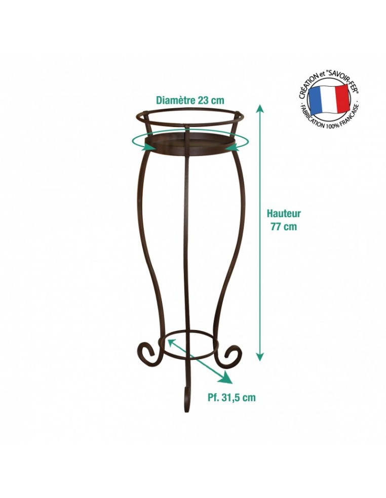 Porte-plantes "Volute" + soucoupe Louis Moulin Roule plante et supports pot à roulettes