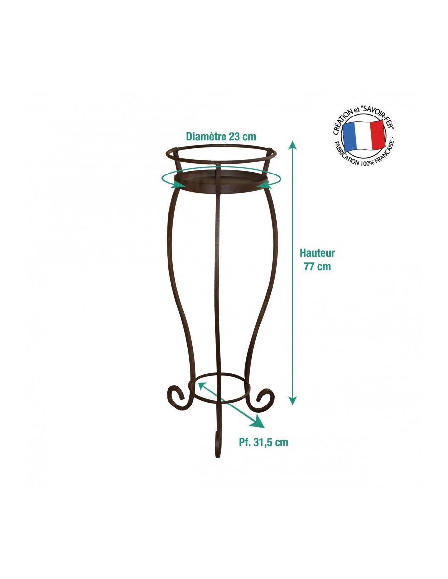 Porte-plantes "Volute" + soucoupe Louis Moulin Roule plante et supports pot à roulettes