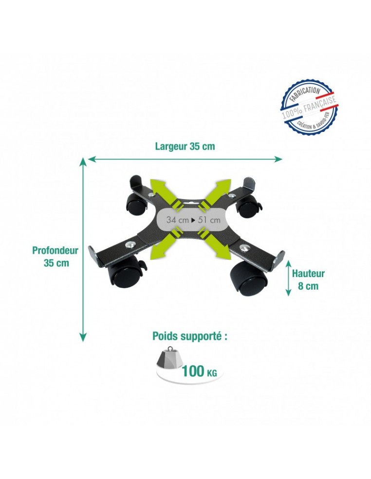 Support à 4 roues extensibles Louis Moulin Support jardinière