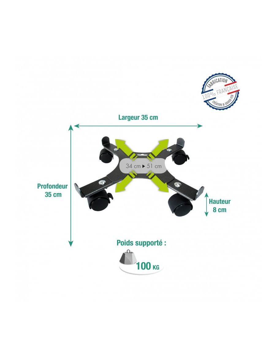Support à 4 roues extensibles Louis Moulin Support jardinière