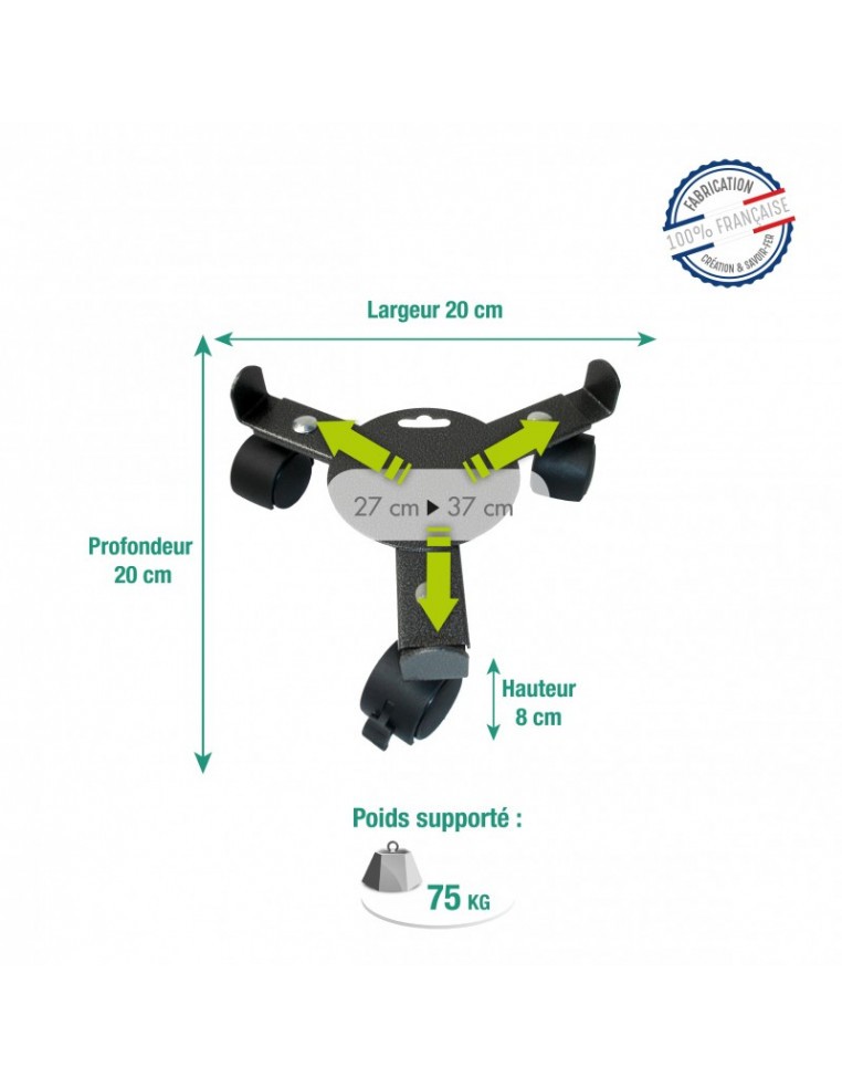 Support à 3 roues extensibles Louis Moulin Support pour jardinière
