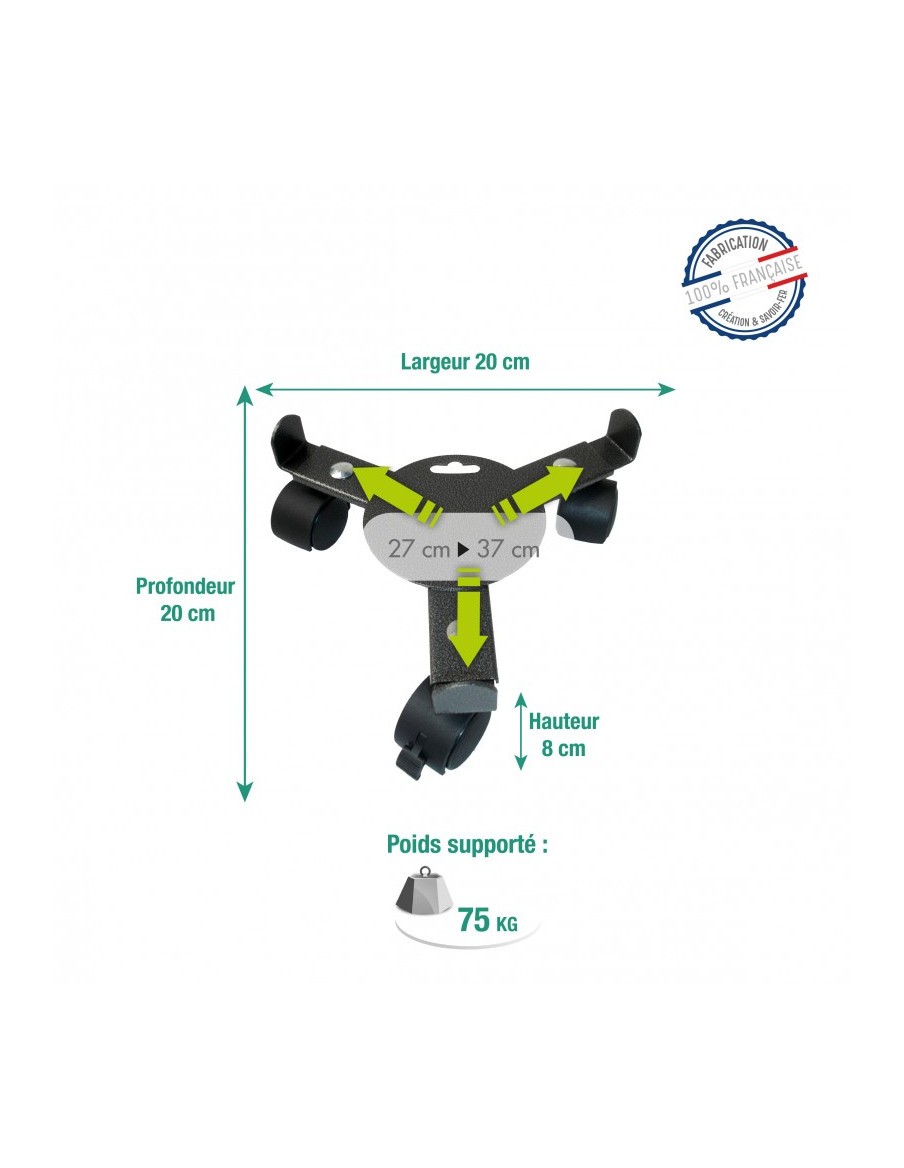 Support à 3 roues extensibles Louis Moulin Support pour jardinière