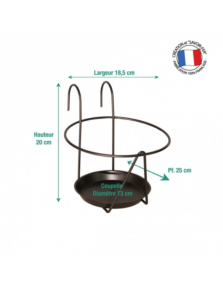 Porte-plantes + soucoupe avec crochets Louis Moulin Roule plante et supports pot à roulettes