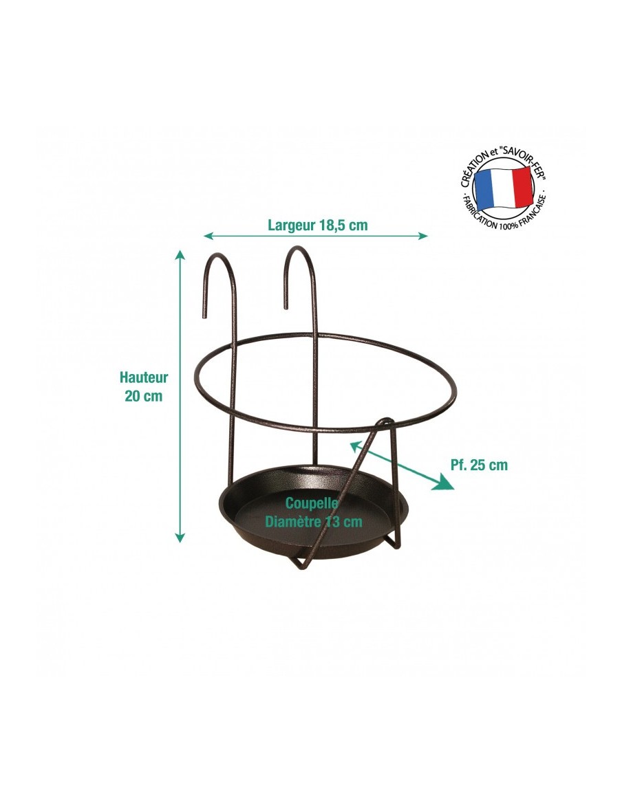 Porte-plantes + soucoupe avec crochets Louis Moulin Roule plante et supports pot à roulettes