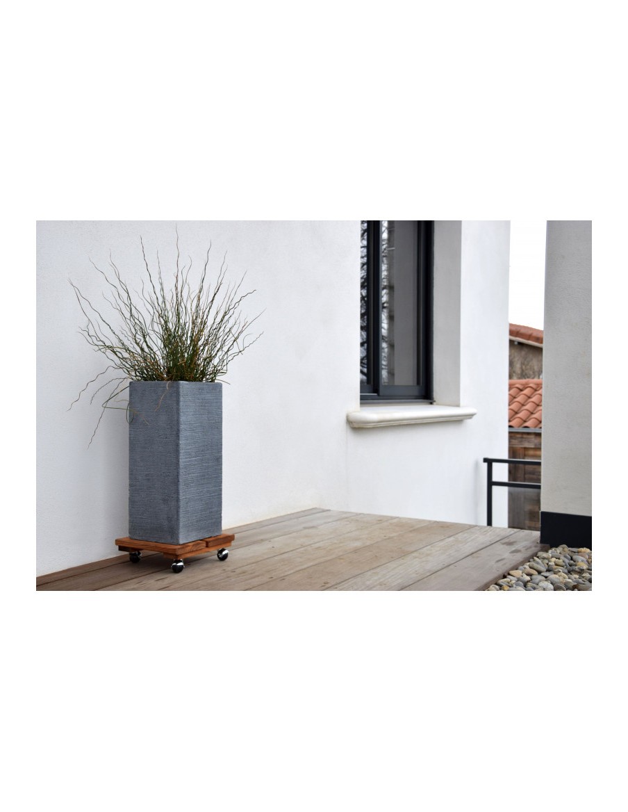 Roule plantes en bois carré Louis Moulin Roule plante et supports pot à roulettes