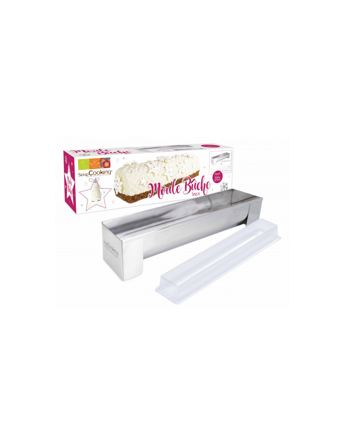 Moule À Bûche De Noël Avec Insert Et Plaque Motif Flocon De Neige 30 X 8 Cm Zenker Noel 5051126842864