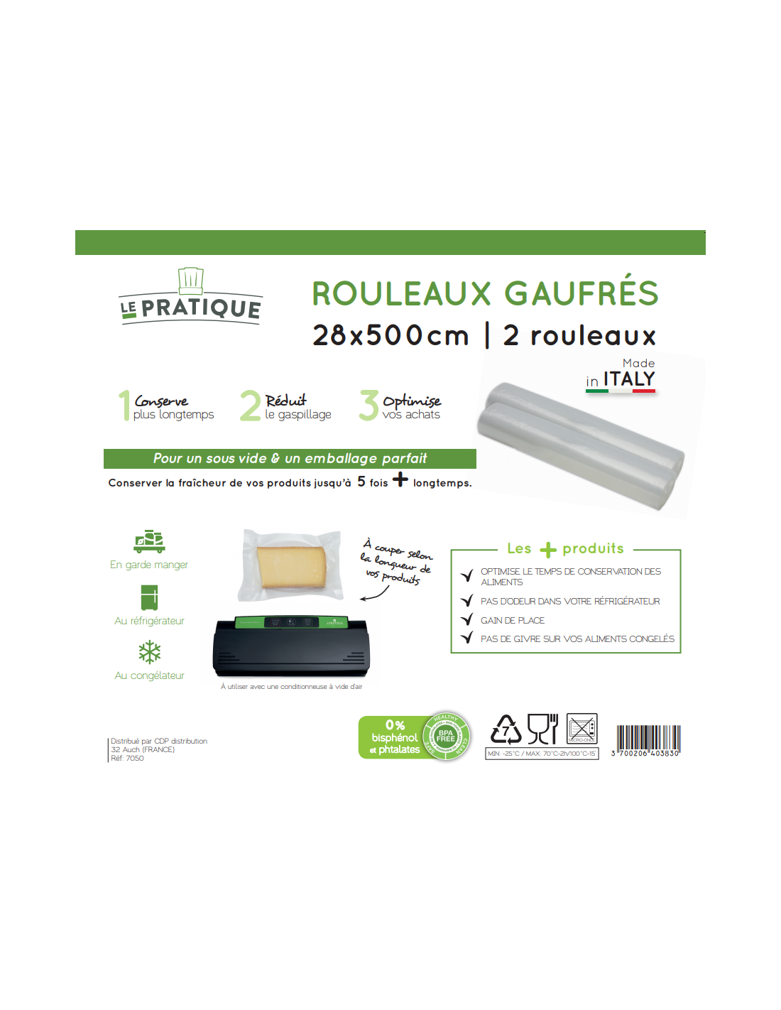 Rouleaux gaufrés pour machine sous vide hot sale