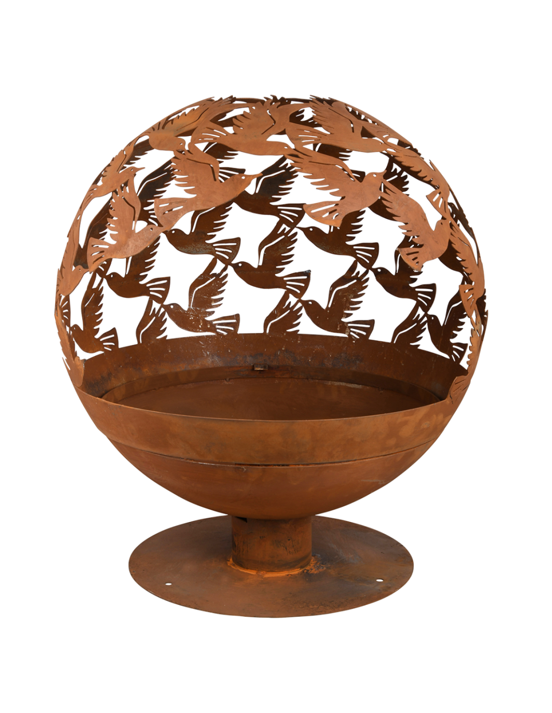 Brasero sphère design en métal (rouille - ajouré pois)