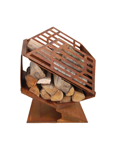 Brasero terrasse oblique effet rouille - Esschert Design Esschert Design Brasero et parasol chauffant