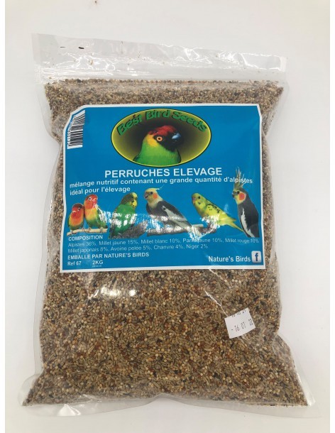 Aliment perruche elevage - 2kg  Alimentation quotidienne