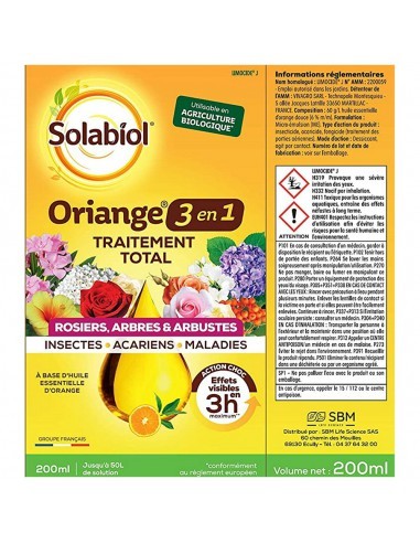 Traitement 3en1 ornementale oriange 200ml - Solabiol Solabiol Soin des Plantes, Anti-nuisible et Désherbant naturel