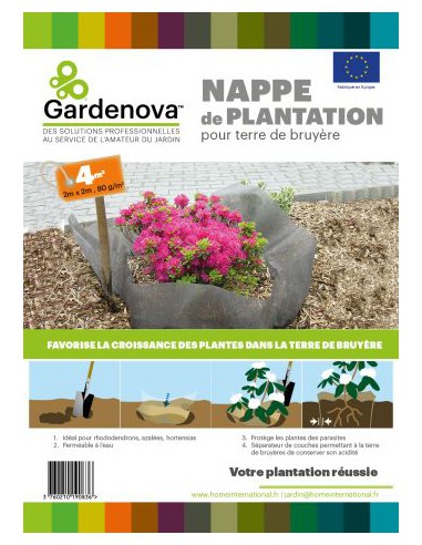 Nappe pour terre de bruyère - 2 x 2 m Gardenova Film, toile de paillage et nappe anti-herbe