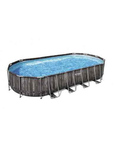 Kit Piscine tubulaire ovale décor bois - L.732 x l.366 x H.122 cm - Bestway BestWay Piscines