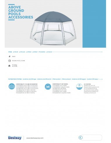 Dôme de Protection pour Piscines Hors Sol Rondes - Bestway BestWay Accessoires pour spa