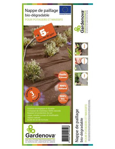 Nappe De Paillage Biodégradable 5x1m - Gardenova Gardenova Film, toile de paillage et nappe anti-herbe