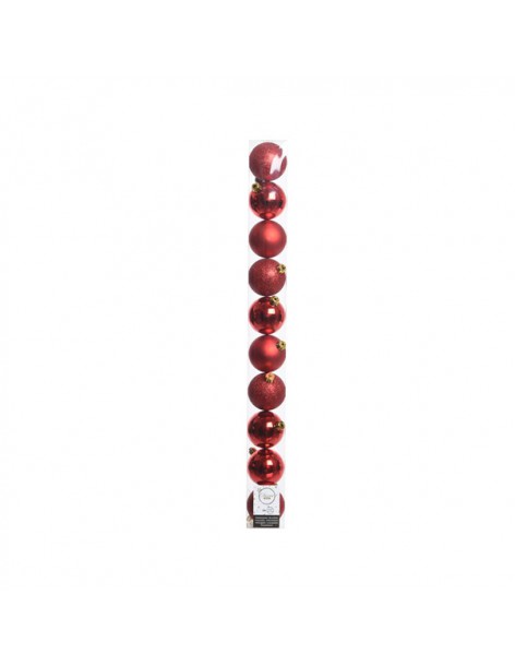 Pack de 10 Boules de Noël en Plastique Ø6cm - Rouge Kaemingk Décoration Noël Tradition