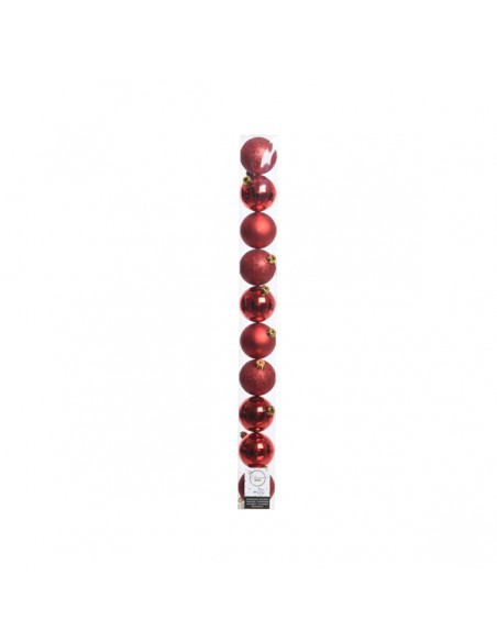 Pack de 10 Boules de Noël en Plastique Ø6cm - Rouge Kaemingk Décoration Noël Tradition
