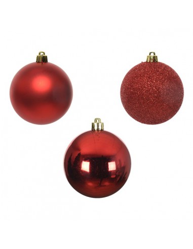Pack de 10 Boules de Noël en Plastique Ø6cm - Rouge Kaemingk Décoration Noël Tradition