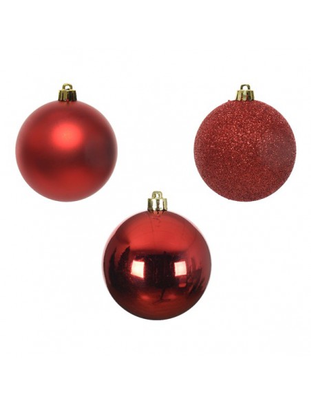 Pack de 10 Boules de Noël en Plastique Ø6cm - Rouge Kaemingk Décoration Noël Tradition