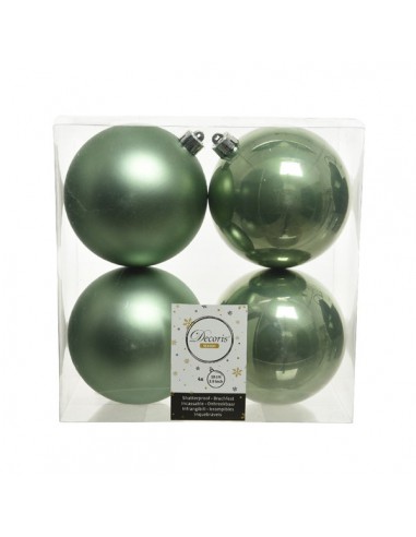 Pack de 4 Boules de Noël en Plastique Ø10cm- Vert Kaemingk Décoration Noël Tradition