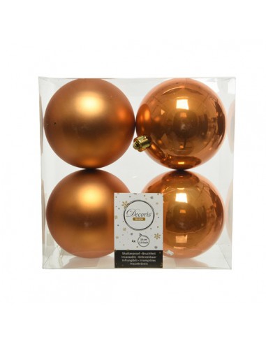 Pack de 4 Boules de Noël en Plastique Ø10cm- Ambre Kaemingk Décoration Noël Chic