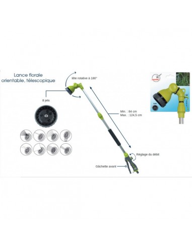 Lance FLORALE télescopique - Jardibric Jardibric Pistolet et lance d'arrosage